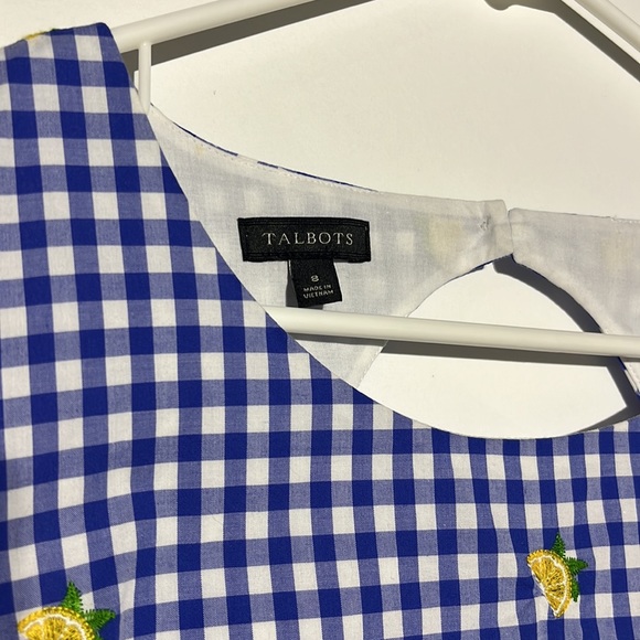 Talbots Lemons & Gingham Shift Dress Size 8 - Picture 5 of 11